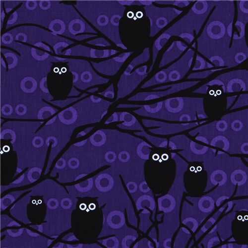 purple owls fabric Robert Kaufman USA designer 1