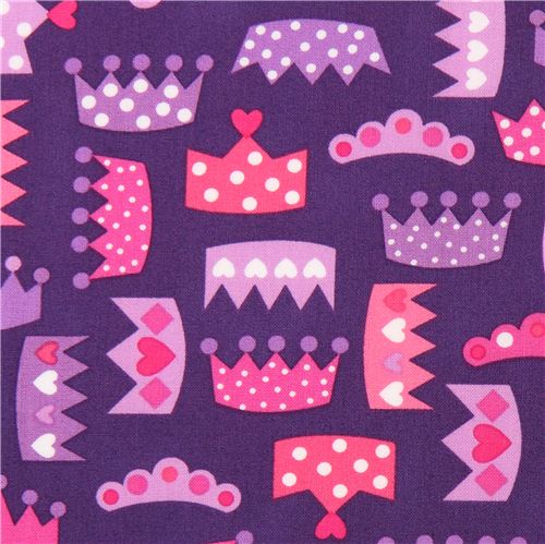 purple princess crown coronet fabric by Robert Kaufman USA Fabric
