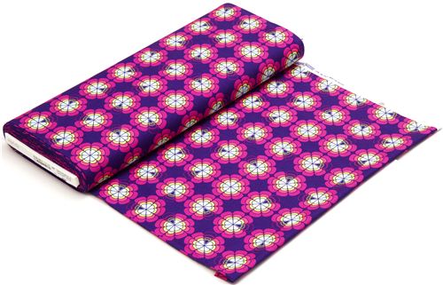 purple retro flower fabric par Michael Miller USA 3
