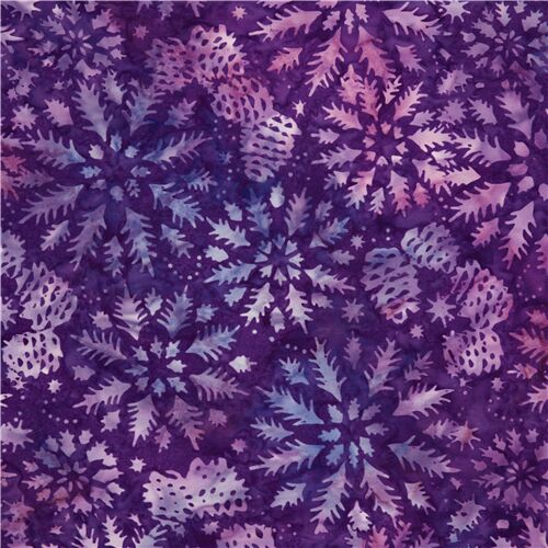 purple tie dye effect snowflakes Batik Timeless Treasures fabric Fabric