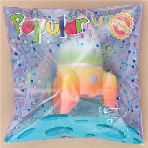 Squishy perfumado kawaii cohete nave espacial colores arcoiris 4