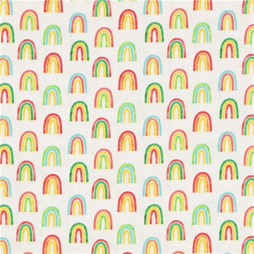 Regenbogen auf weiem Baumwollstoff Stoff
