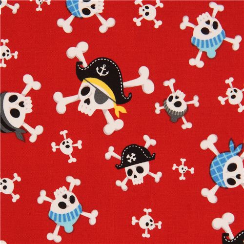 red Alexander Henry skull fabric Little Blaggards Fabric