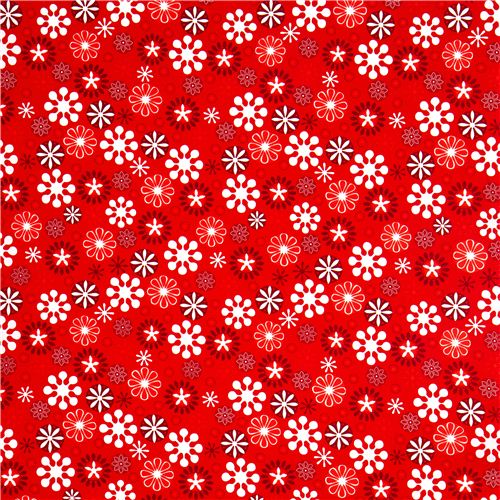 red Christmas fabric star snowflake Robert Kaufman 2