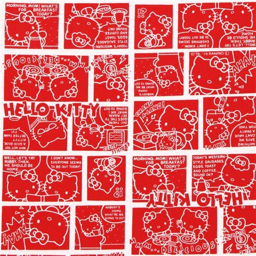 Roter Hello Kitty Comic Manga Geschichte Oxfordstoff Stoff