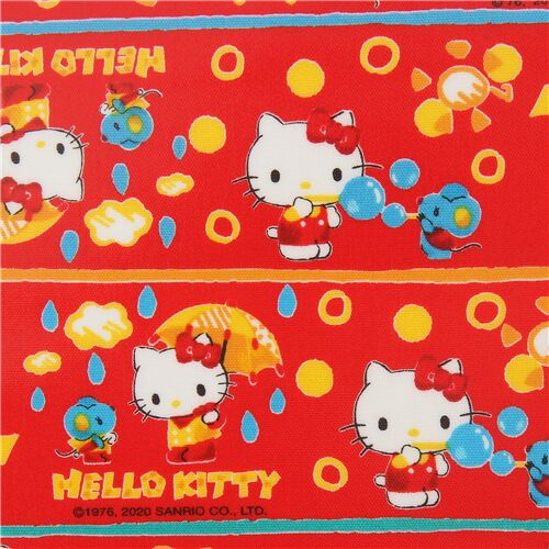 Tissu lamin rouge  bandes avec Hello Kitty, des souris Tissu