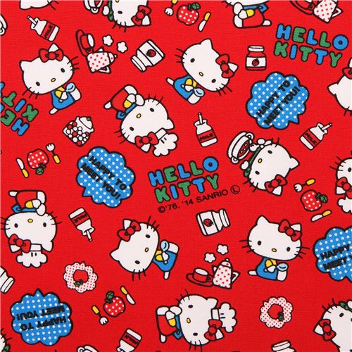 red Hello Kitty oxford fabric chef soup apple by Sanrio from Japan