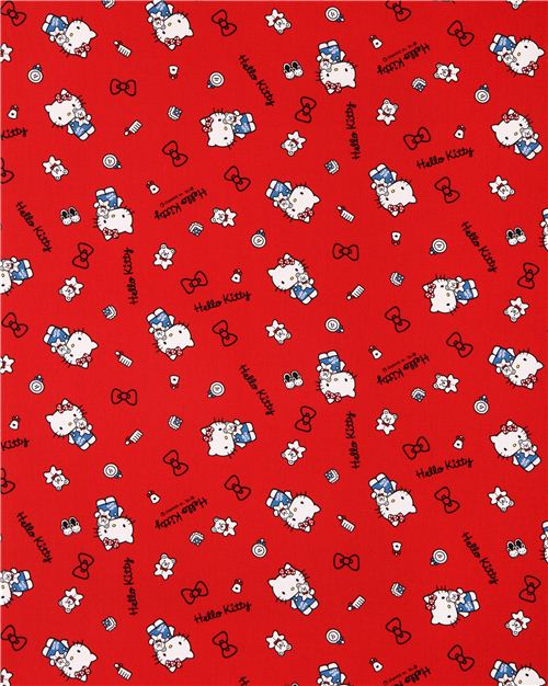 tessuto Oxford Hello Kitty rosso orso fiocchi pettine Sanrio dal Giappone 0