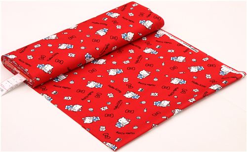tessuto Oxford Hello Kitty rosso orso fiocchi pettine Sanrio dal Giappone 0