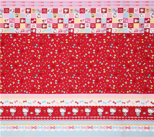 Hello Kitty Streifen Schleife Schmuck Oxford Stoff von Sanrio aus Japan 0