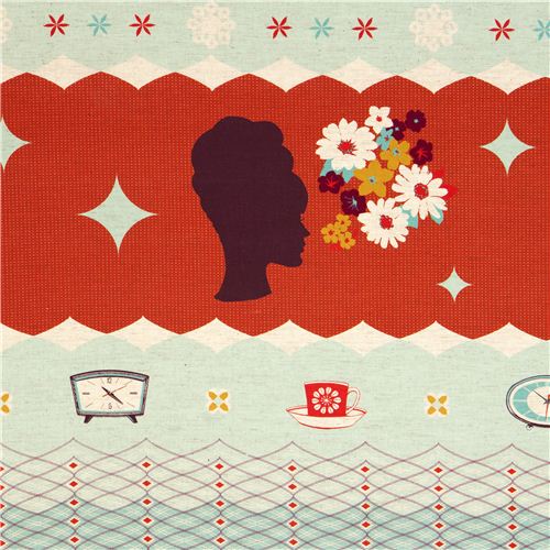 tessuto Kokka retro rosso orologi testa di donna Giappone Tessuto