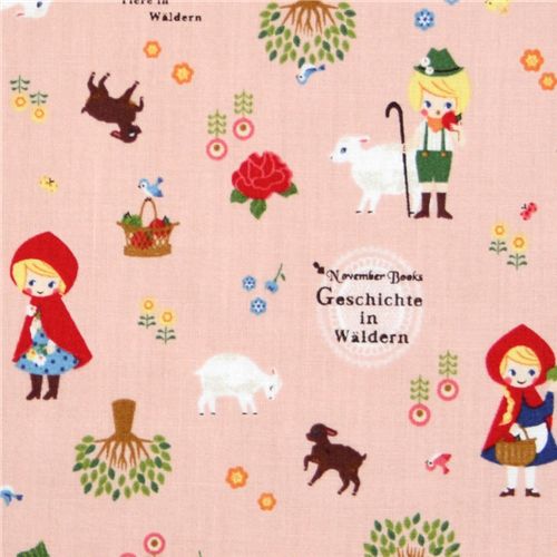 red Little Red Riding Hood Push PIN X Kokka Fabric 1