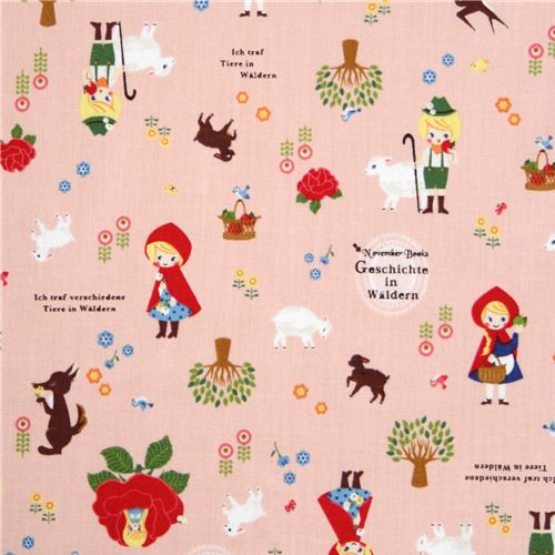 red Little Red Riding Hood Push PIN X Kokka Fabric 2