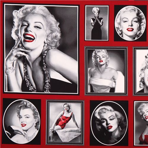 red Marilyn Monroe fabric Robert Kaufman Hollywood Icons Fabric