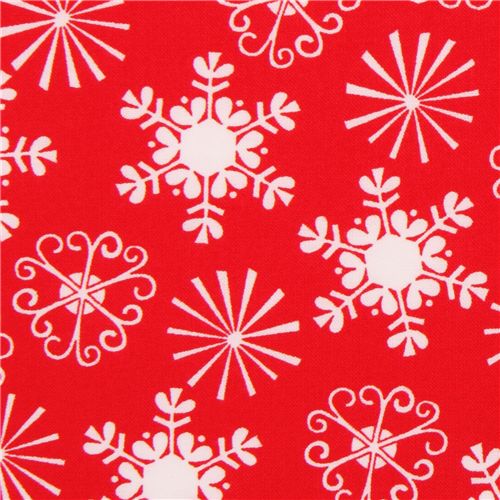 red Michael Miller Christmas fabric Little Flakes 1