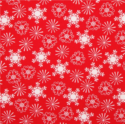 red Michael Miller Christmas fabric Little Flakes 2
