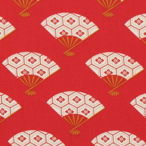 red Michael Miller Japanese Kimono Fans fabric 1
