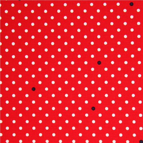 roter Michael Miller Stoff kleine weie Polka Punkte Stoff