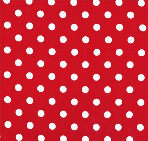 Resto de (50 x 112 cm) - Tela roja de Michael Miller de lunares blancos 2