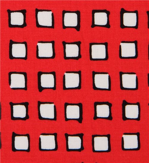 Tissu rouge Michael Miller avec des carrés blancs Tissu
