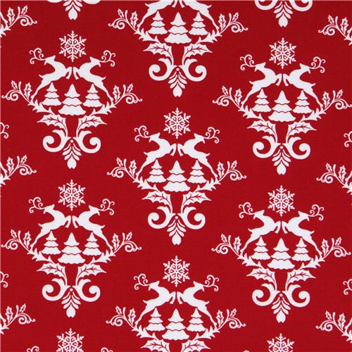 Tela Navidad roja nrdico reno nieve Winter Essentials III Tela