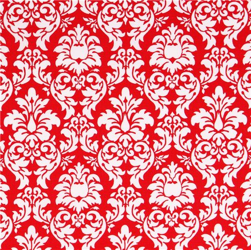 Tela ornamentos roja Petite Dandy Damask de Michael Miller de Petite Paris Tela