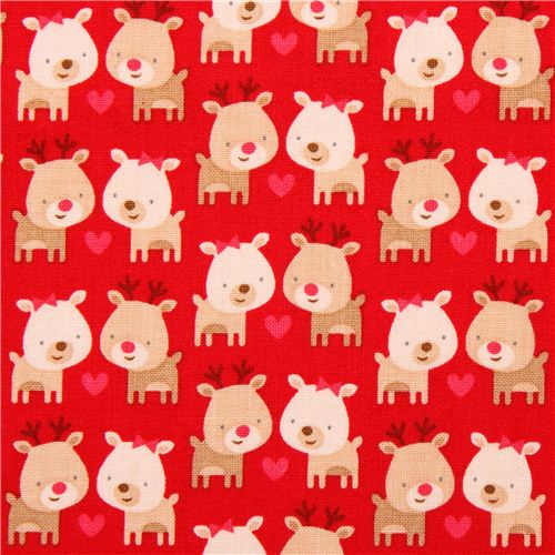 red Riley Blake reindeer Xmas fabric Home for the Holidays Fabric