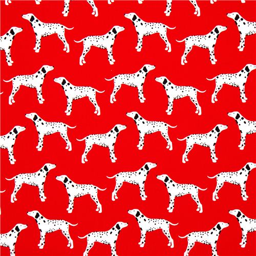 red Robert Kaufman fabric Menagerie dalmatian dog 2