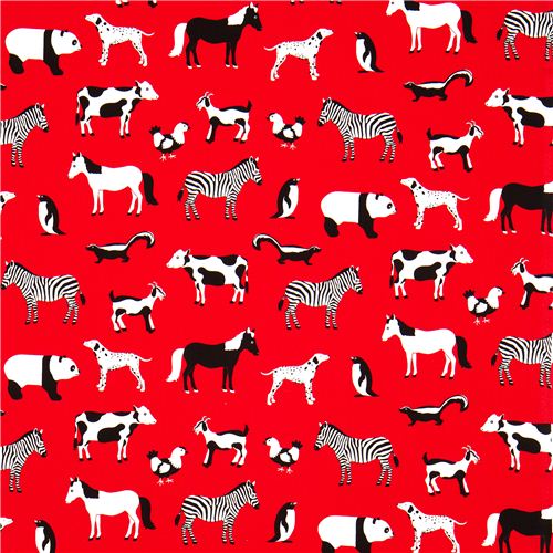red Robert Kaufman fabric with animals from the USA 2