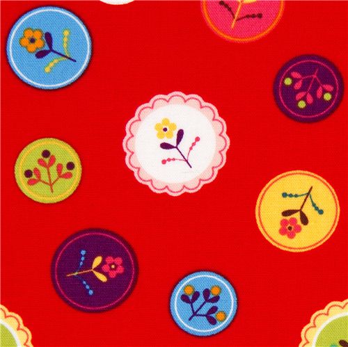 red Robert Kaufman fabric with many florets Fabric