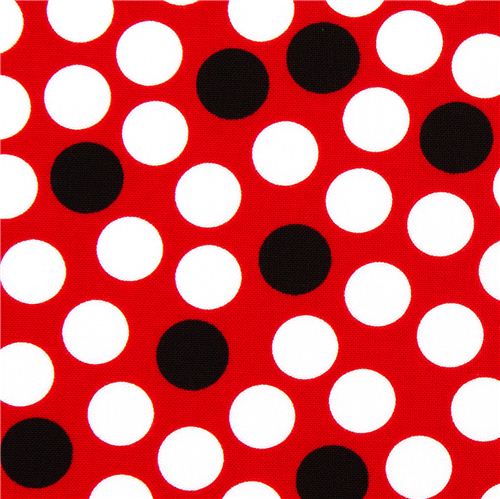 Tessuto rosso di Robert Kaufman a pois bianchi Tessuto
