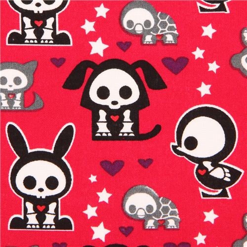 Tela roja Skelanimals esqueleto animal estrella corazn EEUU Tela