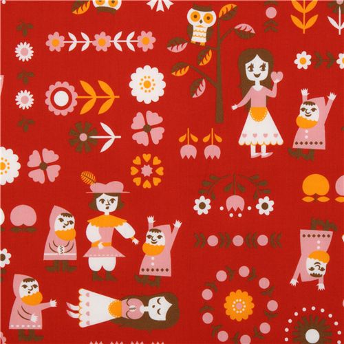 red Snow-white fabric Kokka Japan 1