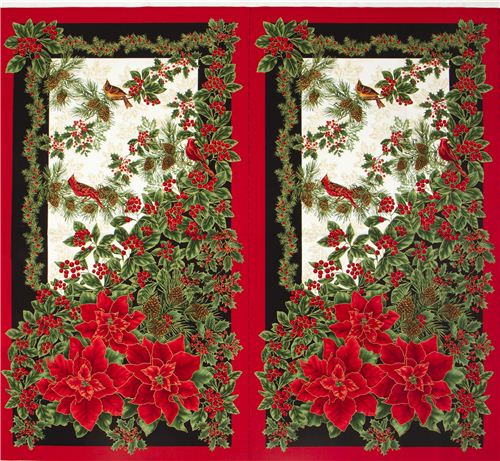 red Timeless Treasures Christmas fabric poinsettia  3