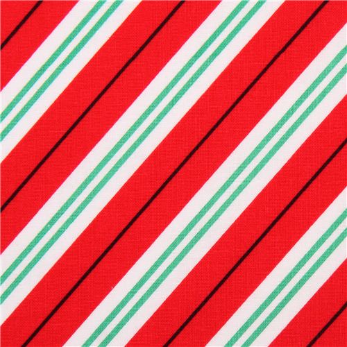 red and green stripe winter Christmas fabric Michael Miller Holiday  Fabric