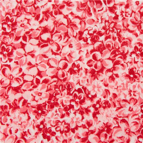 Tissu en coton avec des fleurs rouges et roses Tissu