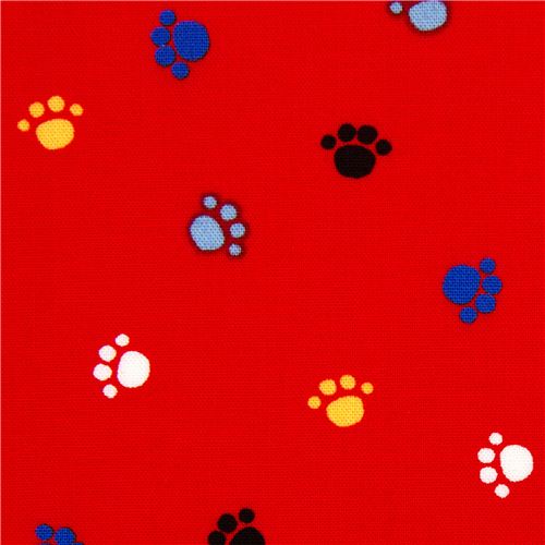 red animal paws fabric Realizzato da Robert Kaufman 1