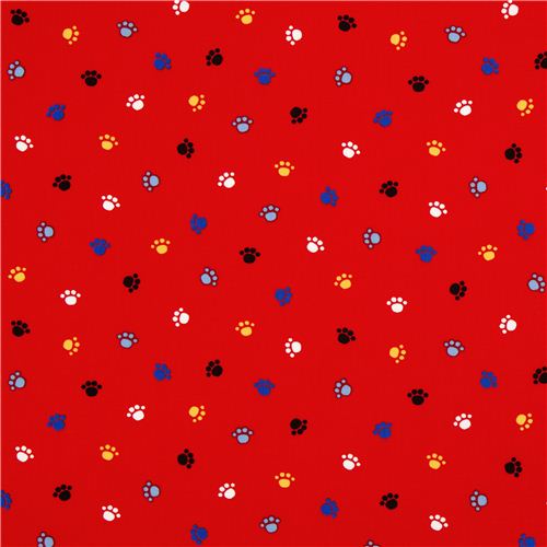 red animal paws fabric Realizzato da Robert Kaufman 2