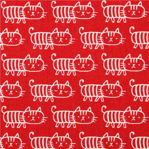 roter Katzen Canvas Stoff Kokka Japan Stoff
