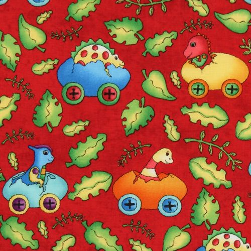 red dinosaur fabric Dinos On Parade USA designer 1