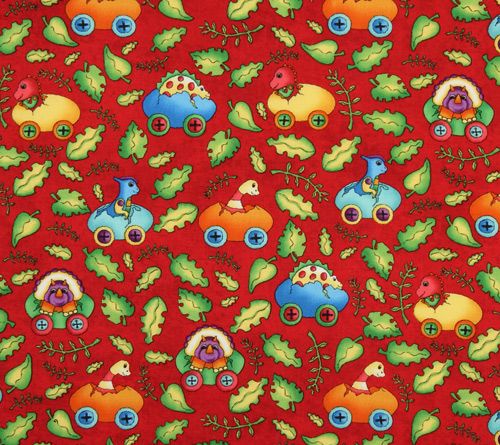 red dinosaur fabric Dinos On Parade USA designer 2