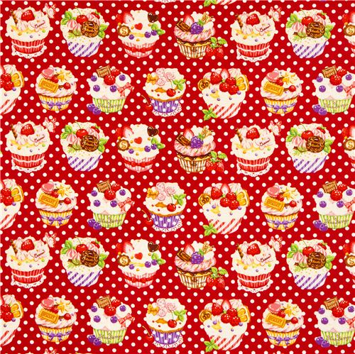 red dotted Cupcake fabric Prodotto realizzato da Cosmo dal Giappone2
