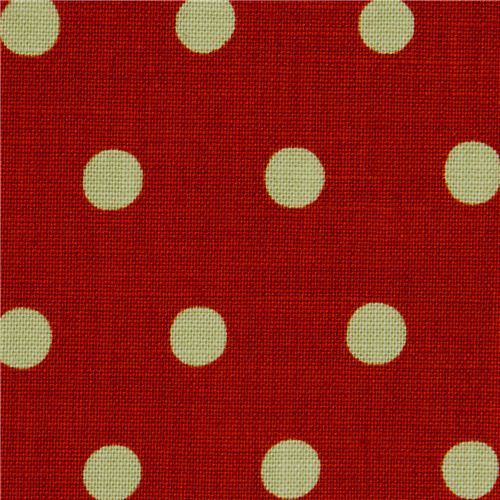 roter echino Canvas Stoff mit hellgrünen Polka Dots 3