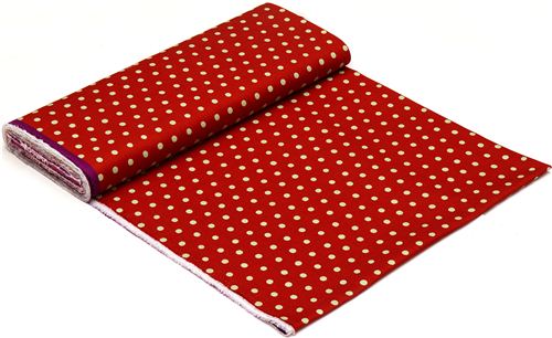 roter echino Canvas Stoff mit hellgrünen Polka Dots 5