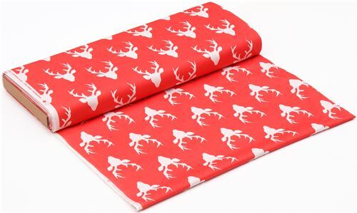 Fat Quarter (50 x 54 cm) - red fabric with deer stag animal by Art Gallery Fabrics 3