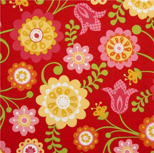 red flower fabric from the USA by Riley Blake Fabric