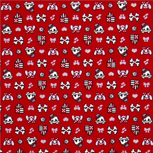red glitter skull fabric bunny stars 2