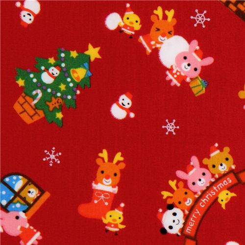 red kawaii Christmas fabric panda Santa Claus 1