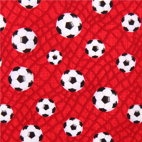 red mini football soccer fabric for boys Timeless Treasures Fabric