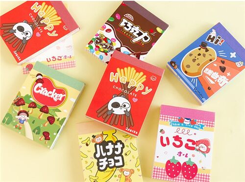 Cuaderno mini rojo con panda y palitos de chocolate dulces Happy marr�n 7